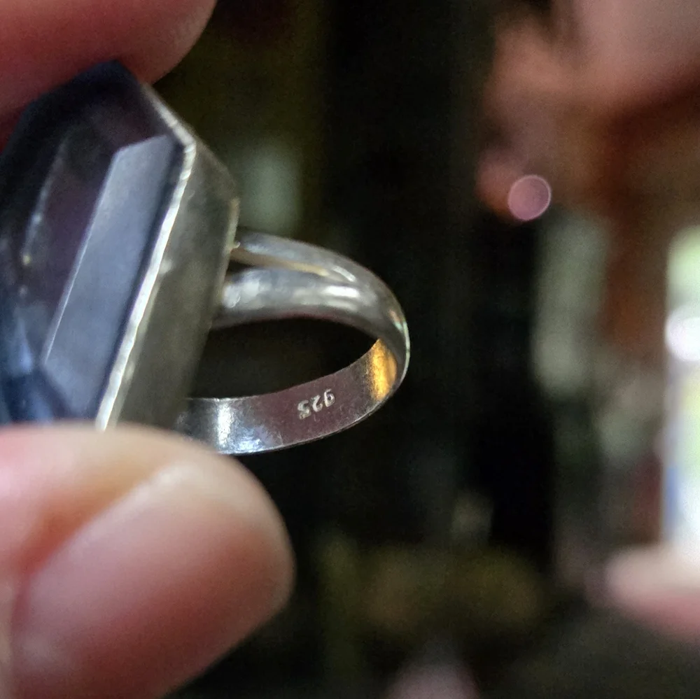 HOST PICK! 🎉🎊 Blue topaz Gemstone coffin sterling Ring sz9.5 - Picture 7 of 7